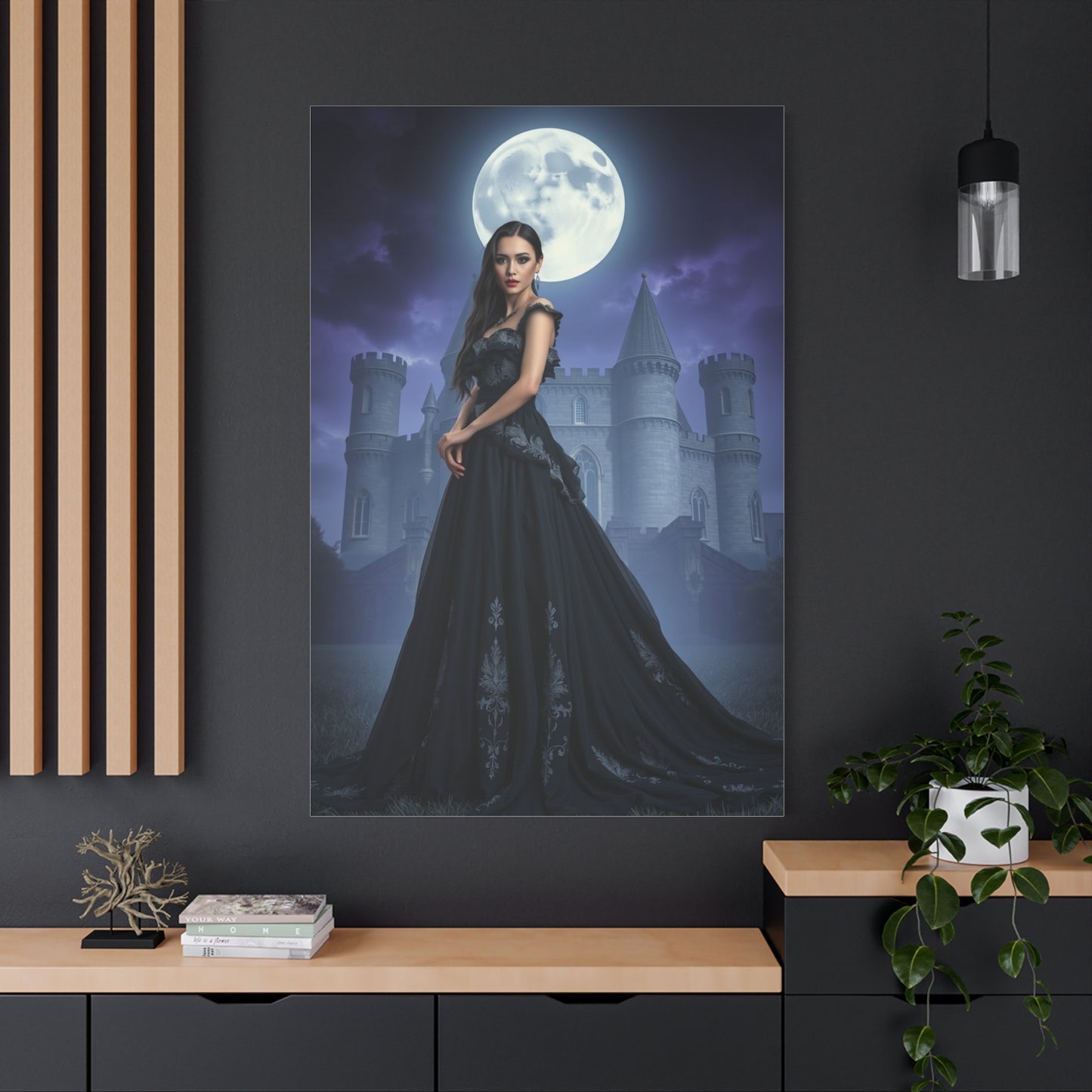 Gothic Moonlight Canvas Print — Elegant Dark Castle Portrait