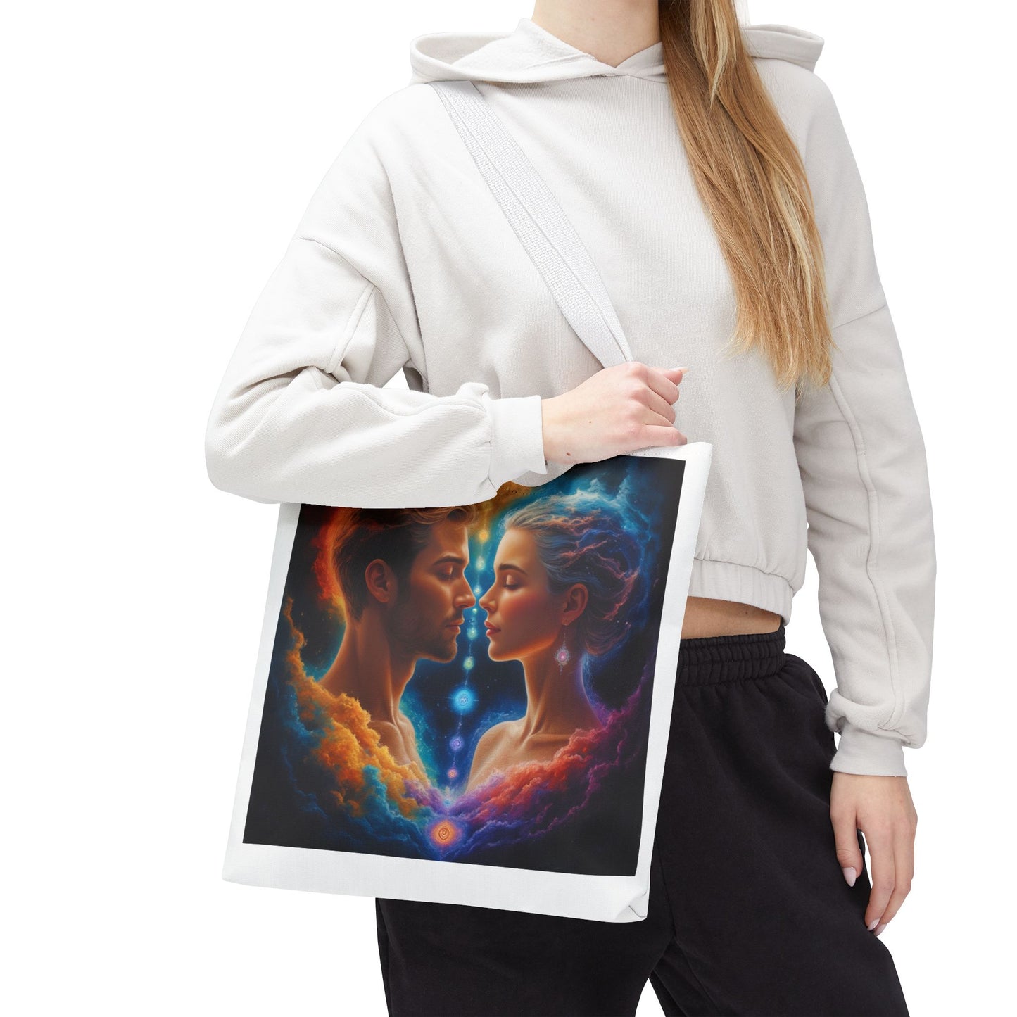 Mystic Soulmates Tote Bag — Celestial Couple Art AOP Tote