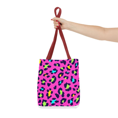 Neon Pink Leopard Print Tote Bag — Bright Animal Print Shopper