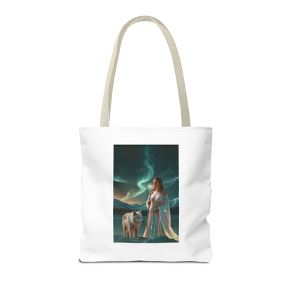 Tragetasche – Mystische Frau mit Wolf Aurora Art Tote