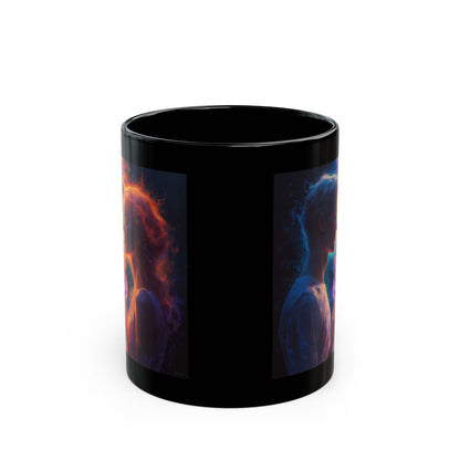 Cosmic Lovers Coffee Mug — Neon Starry Couple Black Mug (11oz/15oz)