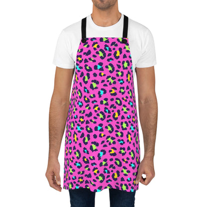 Bright Pink Neon Leopard Print Apron