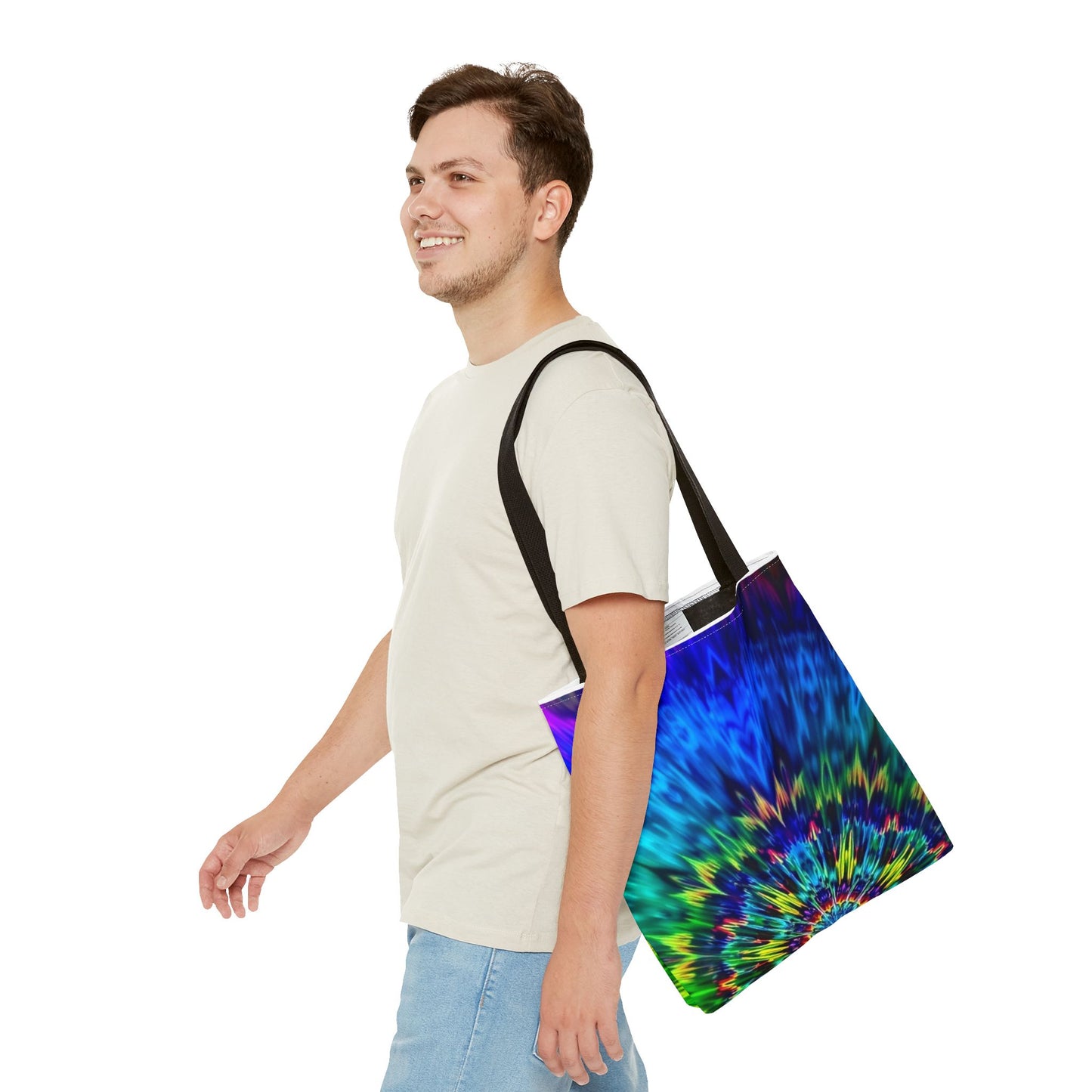 Tie-Dye Kaleidoscope Tote Bag — Vibrant All-Over Print Beach & Market Bag
