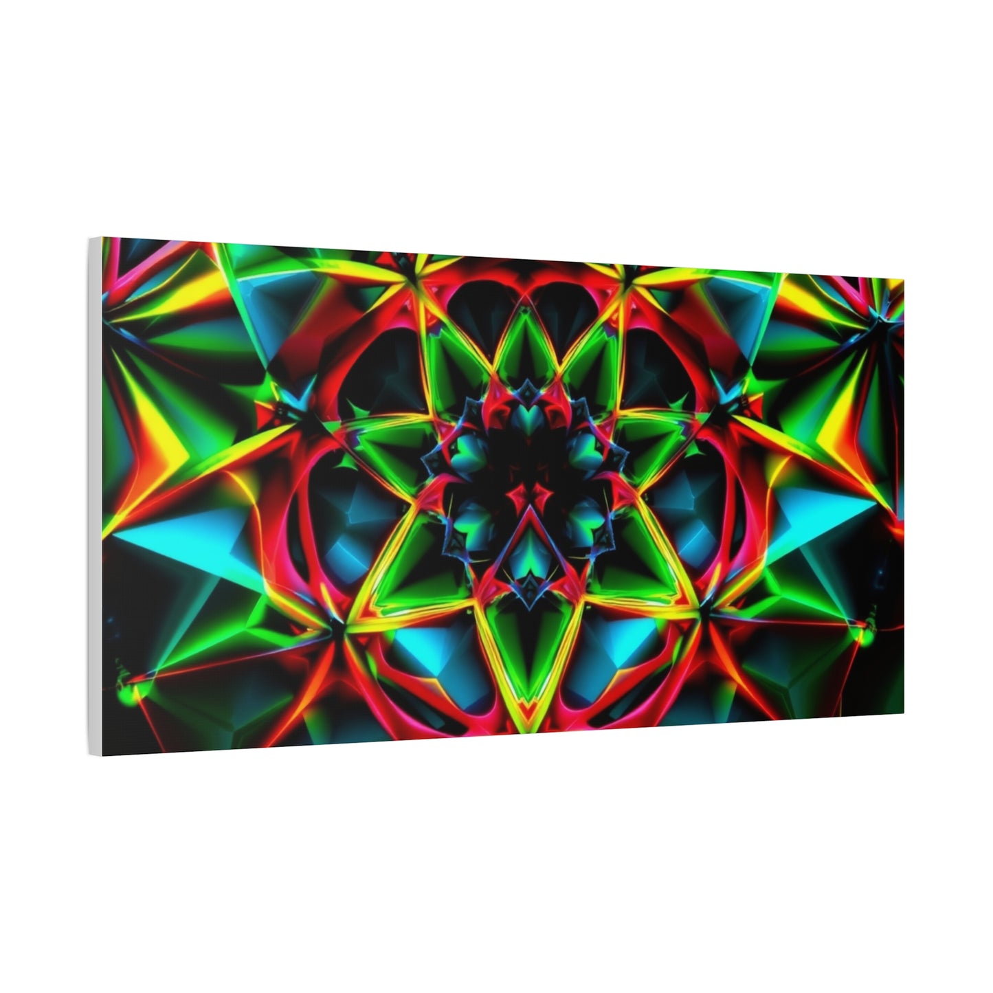 Kaleidoscope Neon Mandala Matte Canvas Wall Art