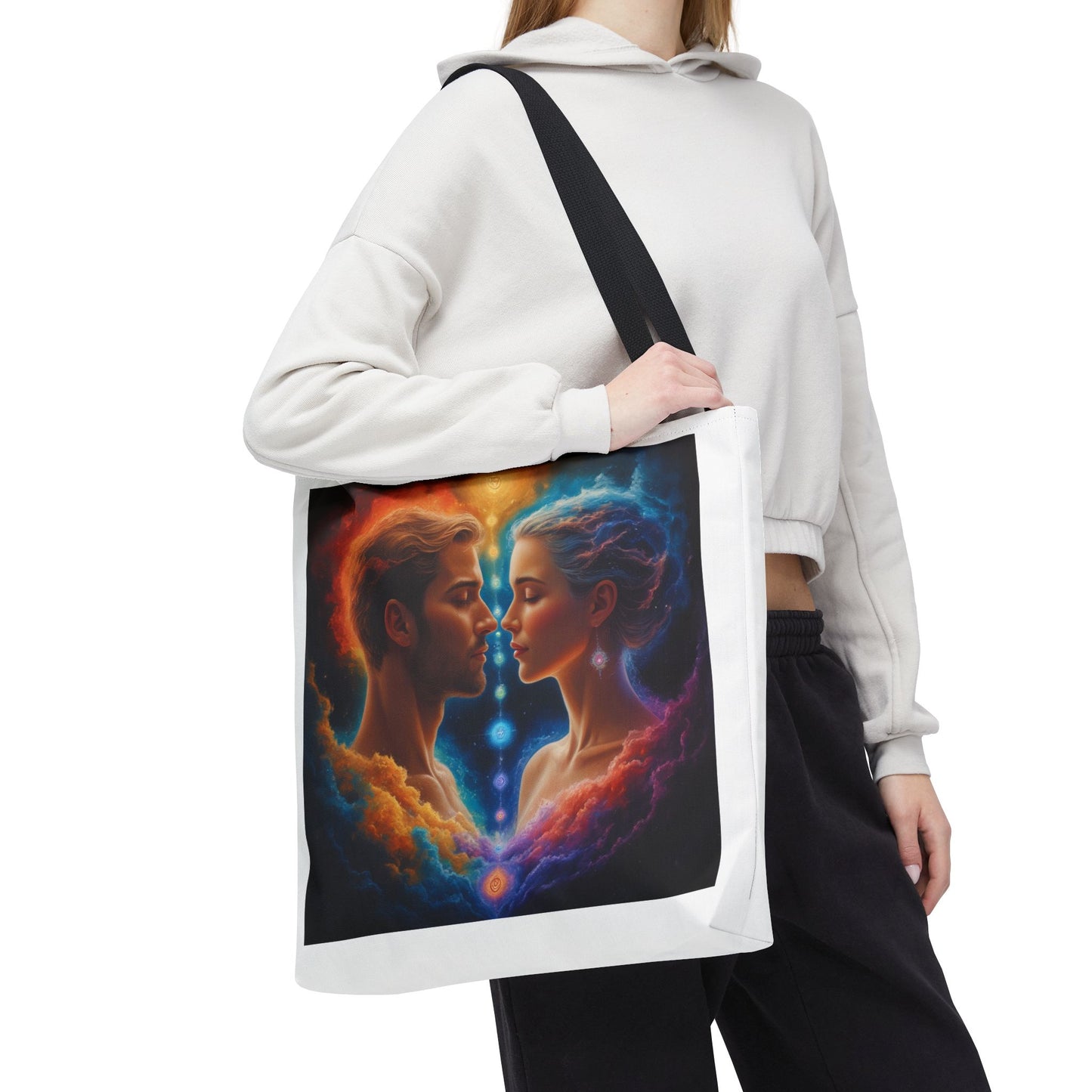 Mystic Soulmates Tote Bag — Celestial Couple Art AOP Tote