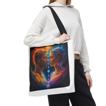 Mystic Soulmates Tote Bag — Celestial Couple Art AOP Tote