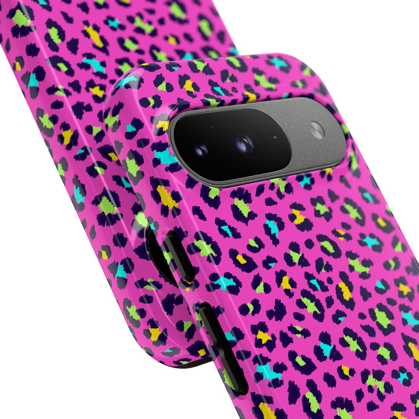 Funda resistente para teléfono Google Pink Neon Leopard: protector con estampado animal brillante