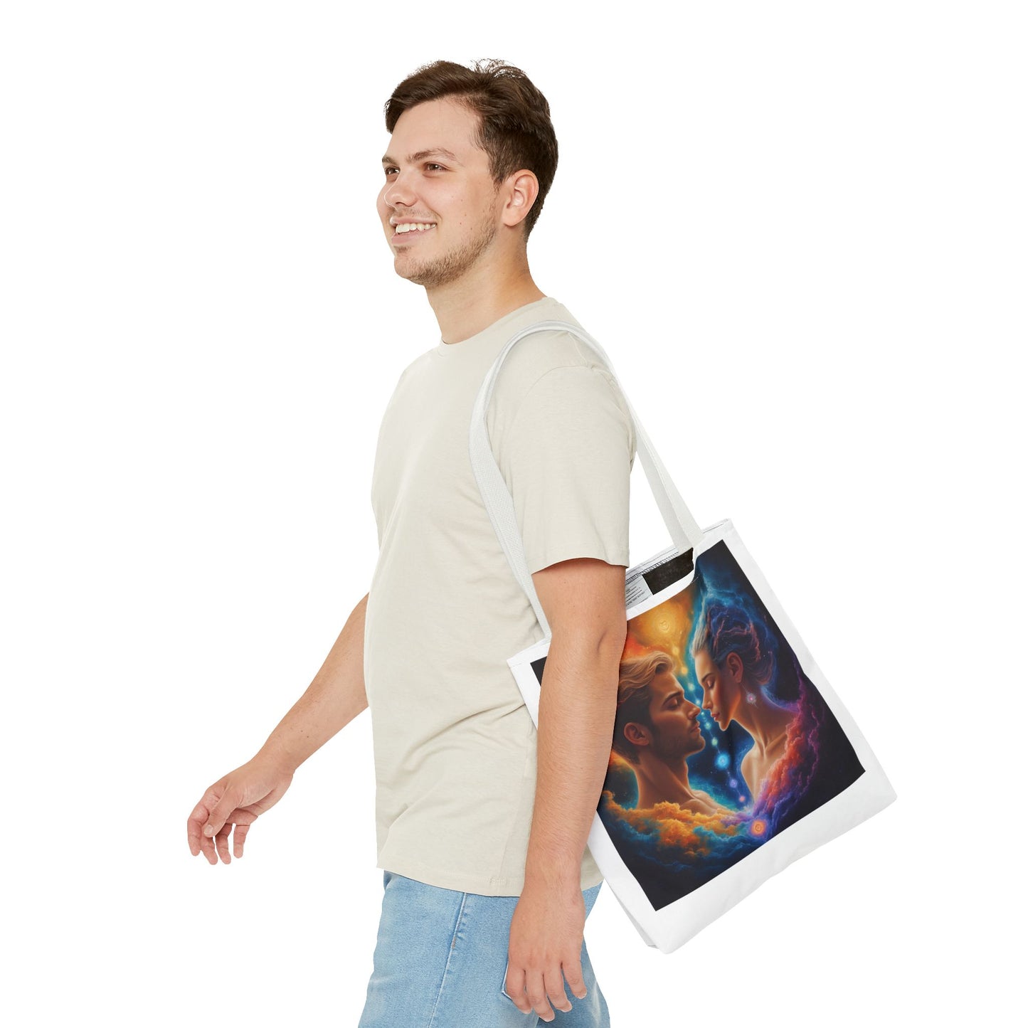 Mystic Soulmates Tote Bag — Celestial Couple Art AOP Tote