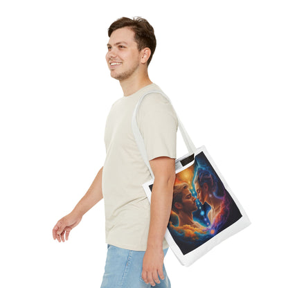 Mystic Soulmates Tote Bag — Celestial Couple Art AOP Tote