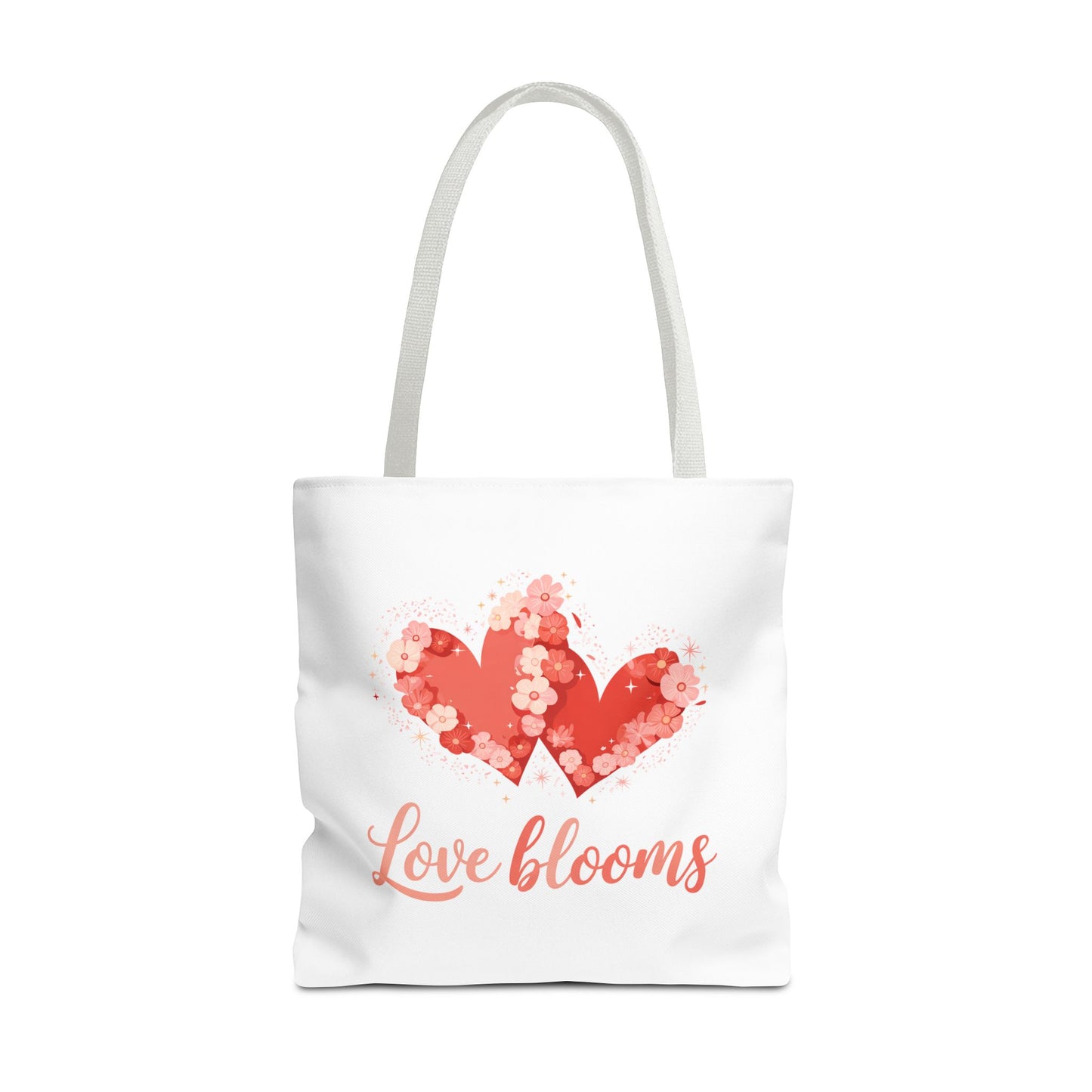 Love Blooms Heart Tote Bag — Floral Valentine Canvas Tote