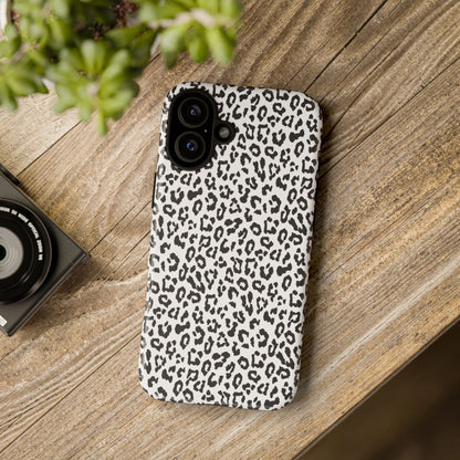 iPhone Leopard Print Tough Phone Case - Black & White Protective Cover