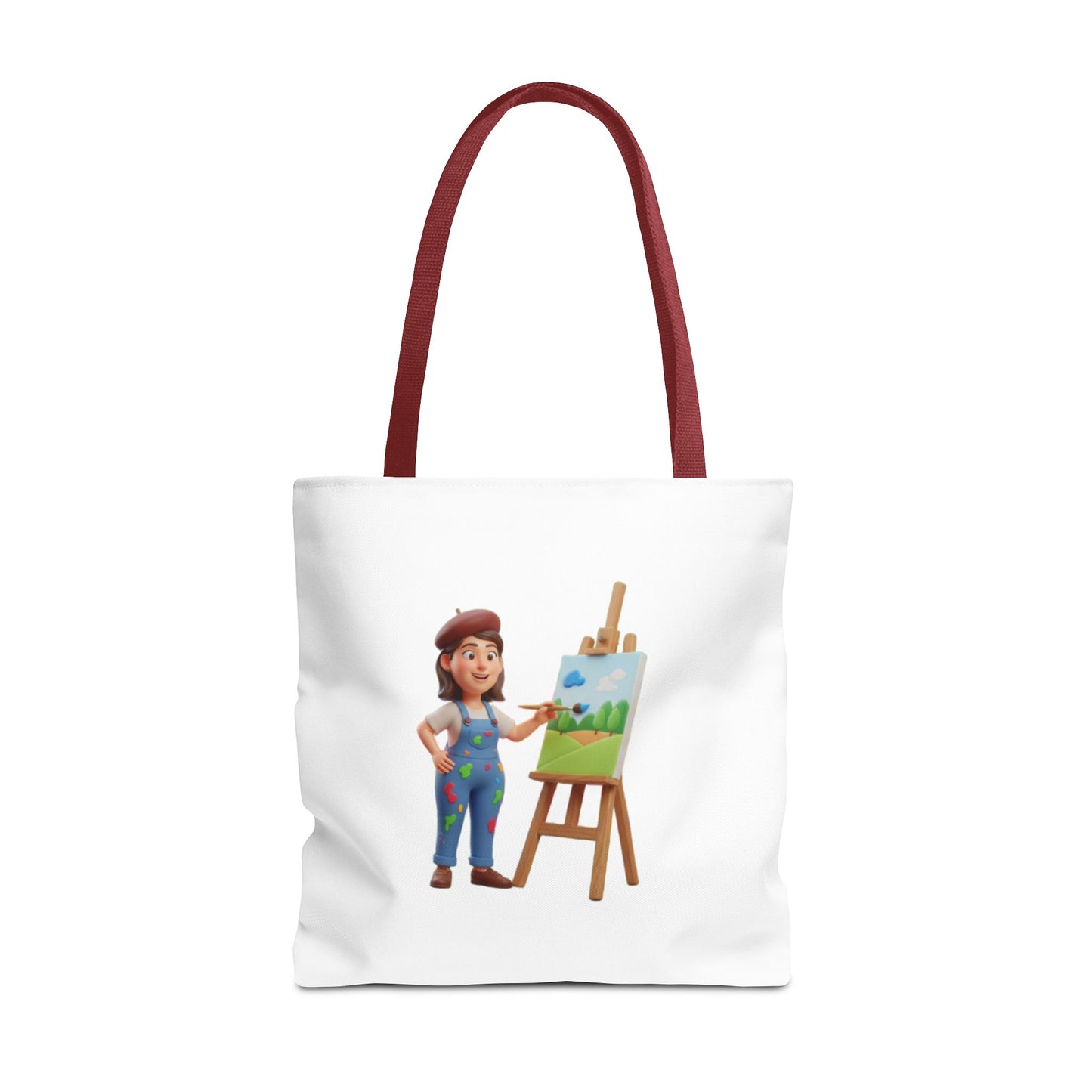 Artist Tote Bag — Painter with Easel Illustrated AOP Tote
