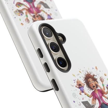 Samsung Mom Life Phone Case — Funny Juggling Mom Illustration Protective Case