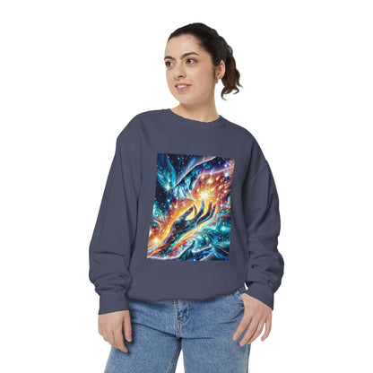 Galaxy Touch Sweatshirt — Cosmic Hands Astral Art Crewneck
