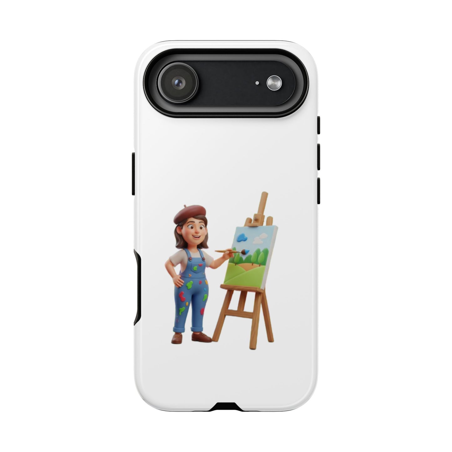 iPhone Artist Painter Phone Case — Cute Female Artist with Easel Protective iPhone Cover