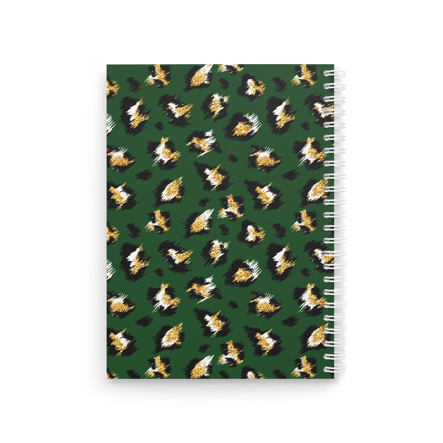 Green Leopard Print Spiral Notebook - Stylish Animal Print Journal for Note-Taking