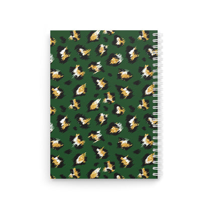 Green Leopard Print Spiral Notebook - Stylish Animal Print Journal for Note-Taking