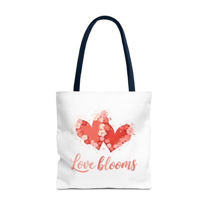 Love Blooms Heart Tote Bag — Floral Valentine Canvas Tote