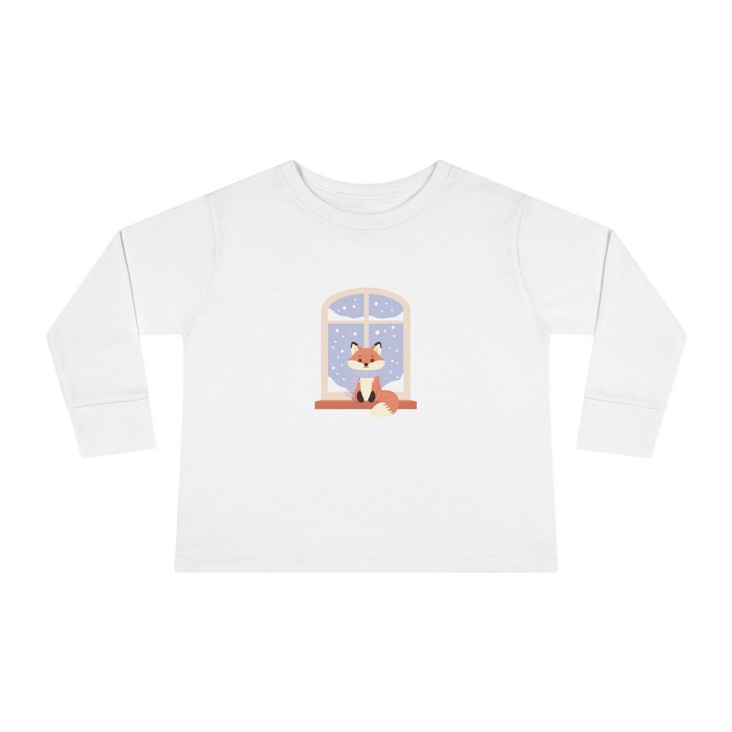 Toddler Long Sleeve Tee — Cozy Fox by Window Winter Sleepy Nursery Shirt