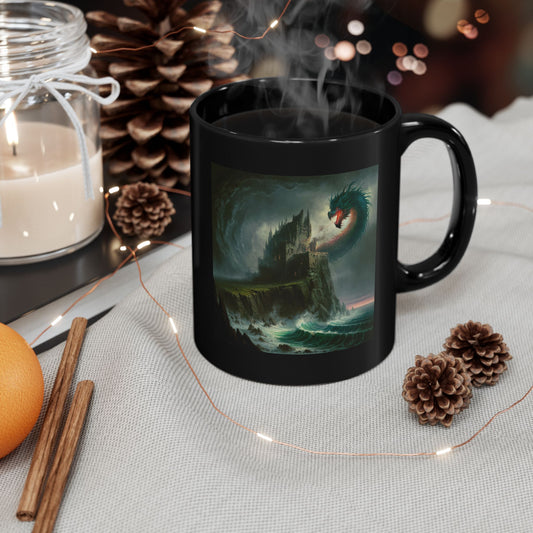 Fantasy Dragon Black Mug | Unique Ceramic Coffee Cup for Potter Fans | Gift for Birthdays, Holidays, or Special Occasions