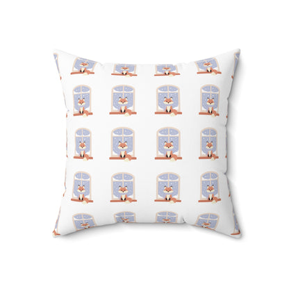 Cozy Window Cat Pattern Pillow — Winter Cat Decorative Throw