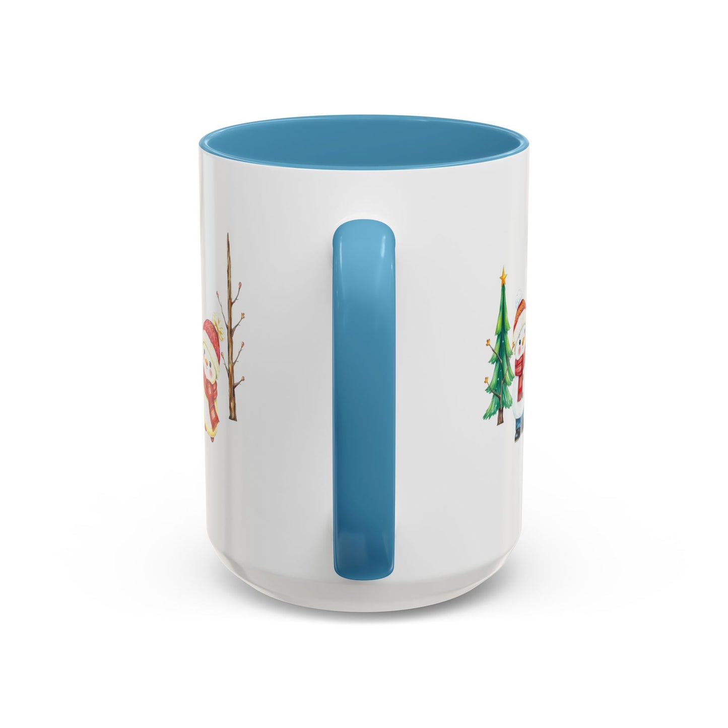 Christmas Snowman Mug — Cute Holiday Coffee Cup with Festive Tree & Snowmen (11/15oz)