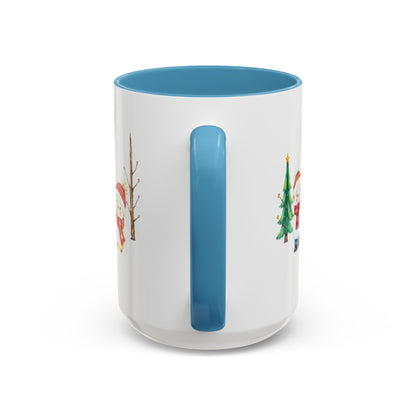 Christmas Snowman Mug — Cute Holiday Coffee Cup with Festive Tree & Snowmen (11/15oz)