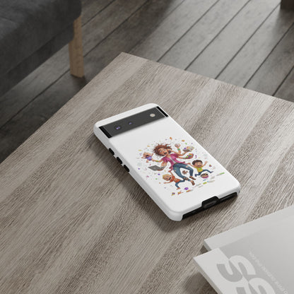 Funda para Google Phone - Diseño de caricatura de mamá frenética (Vida de mamá caótica y divertida)