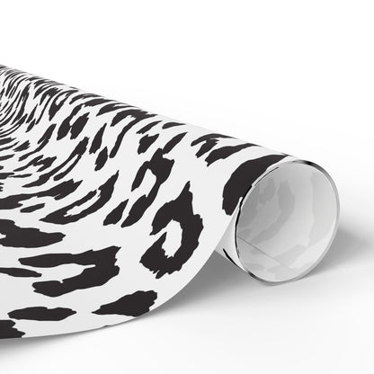 Leopard Print Wrapping Paper Roll — Black & White Animal Pattern Gift Wrap