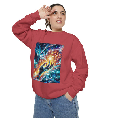 Galaxy Touch Sweatshirt — Cosmic Hands Astral Art Crewneck