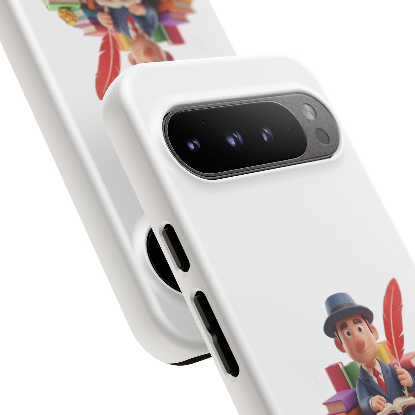 Google Author's Journey Phone Case — Cute Writer Illustration, Books & Quill Protective Cover