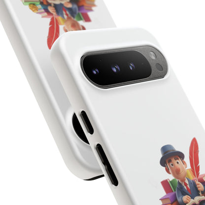 Google Author's Journey Phone Case — Cute Writer Illustration, Books & Quill Protective Cover