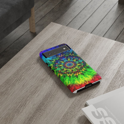 Funda para teléfono Google Psychedelic Tie-Dye Mandala: protección resistente y vibrante