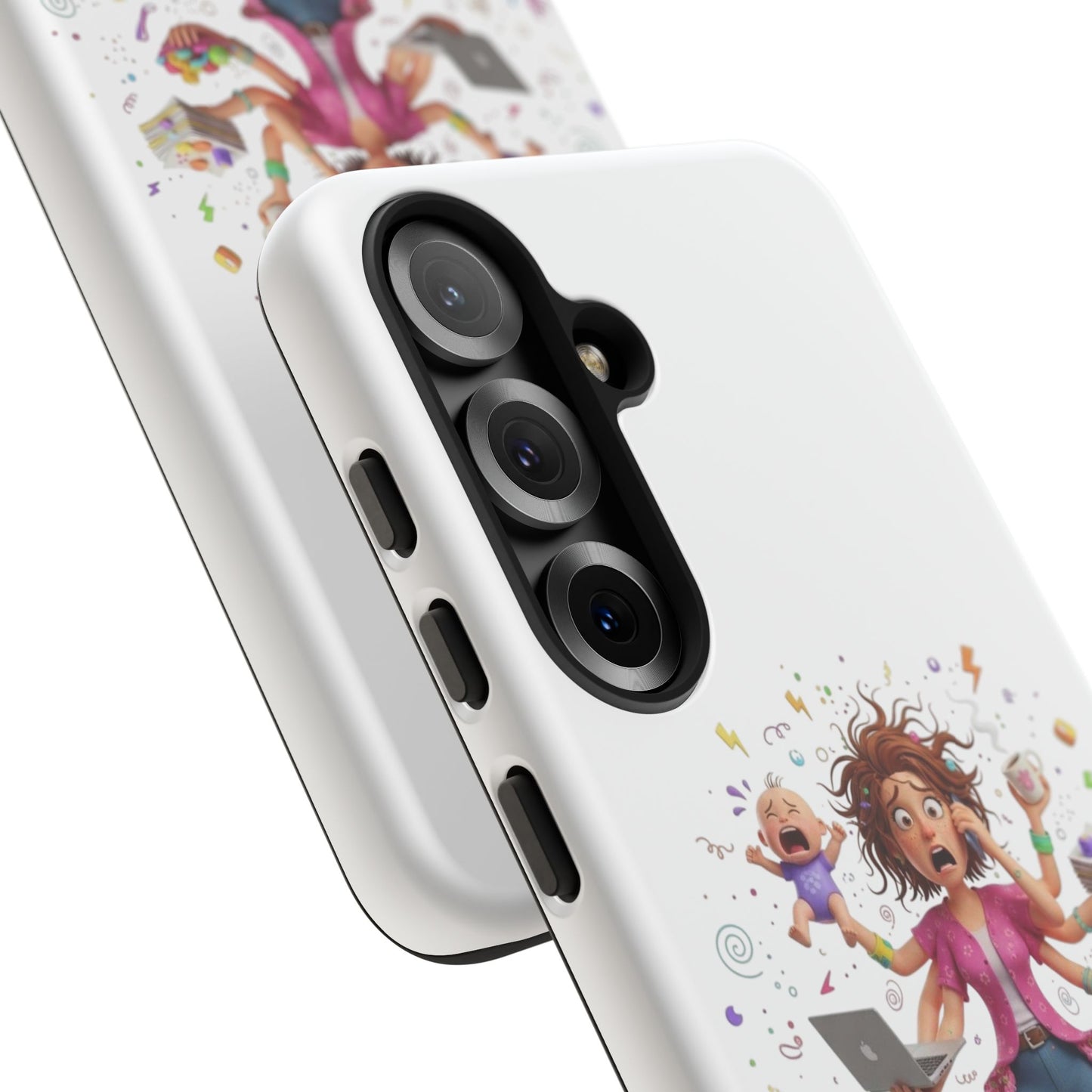 Samsung Mom Life Phone Case — Funny Juggling Mom Illustration Protective Case