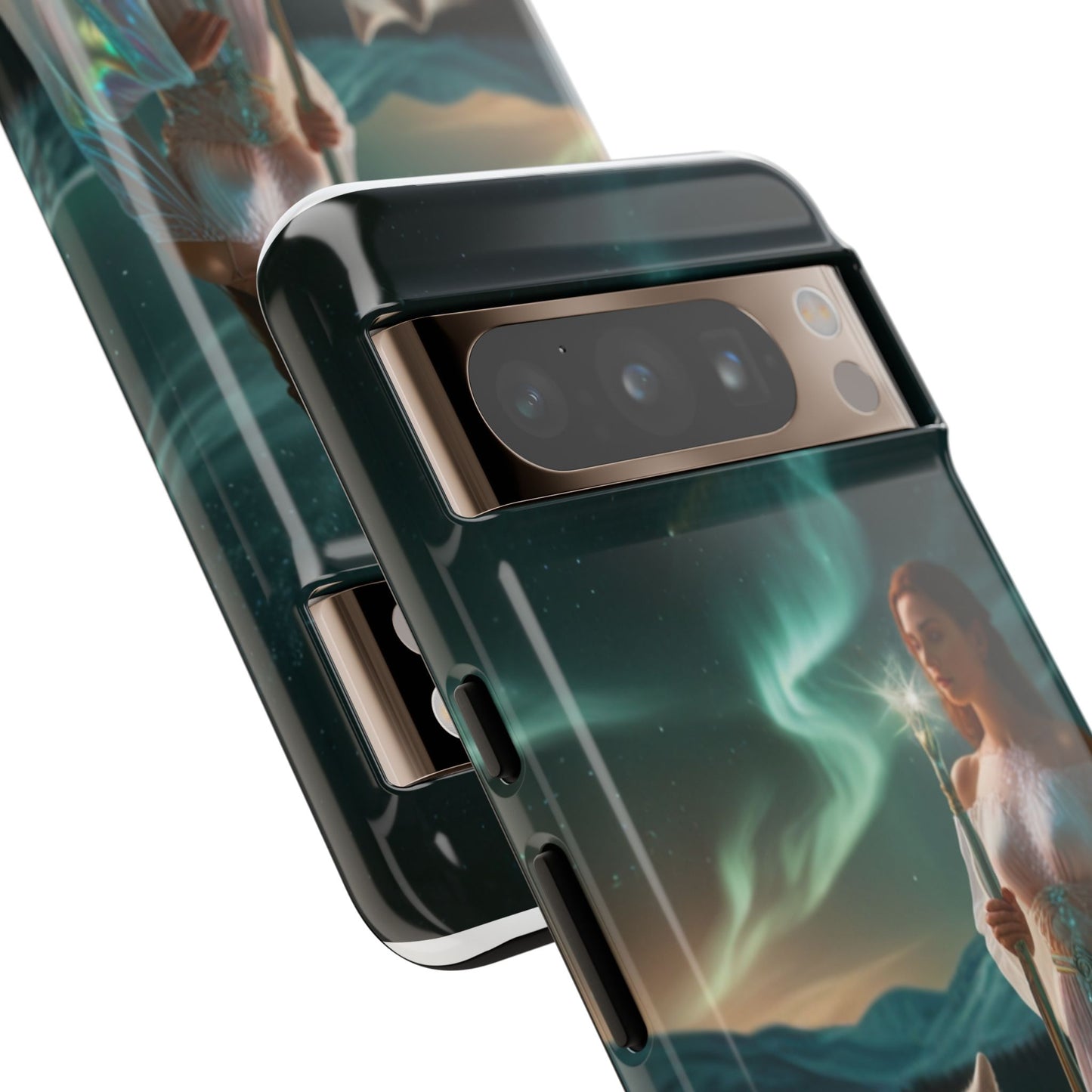 Funda para teléfono Google Aurora Guardian: armadura de fantasía de mujer y lobo