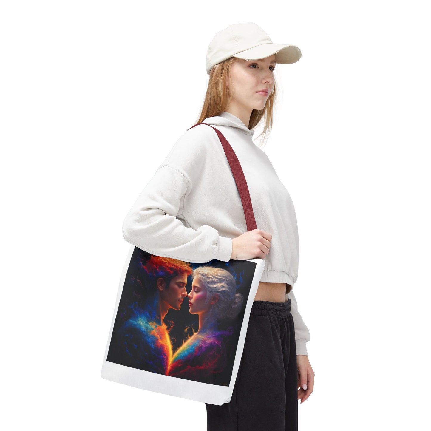 Cosmic Lovers Tote Bag — Fire & Ice Romantic Art AOP