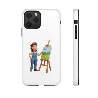 iPhone Artist Painter Phone Case — Cute Female Artist with Easel Protective iPhone Cover
