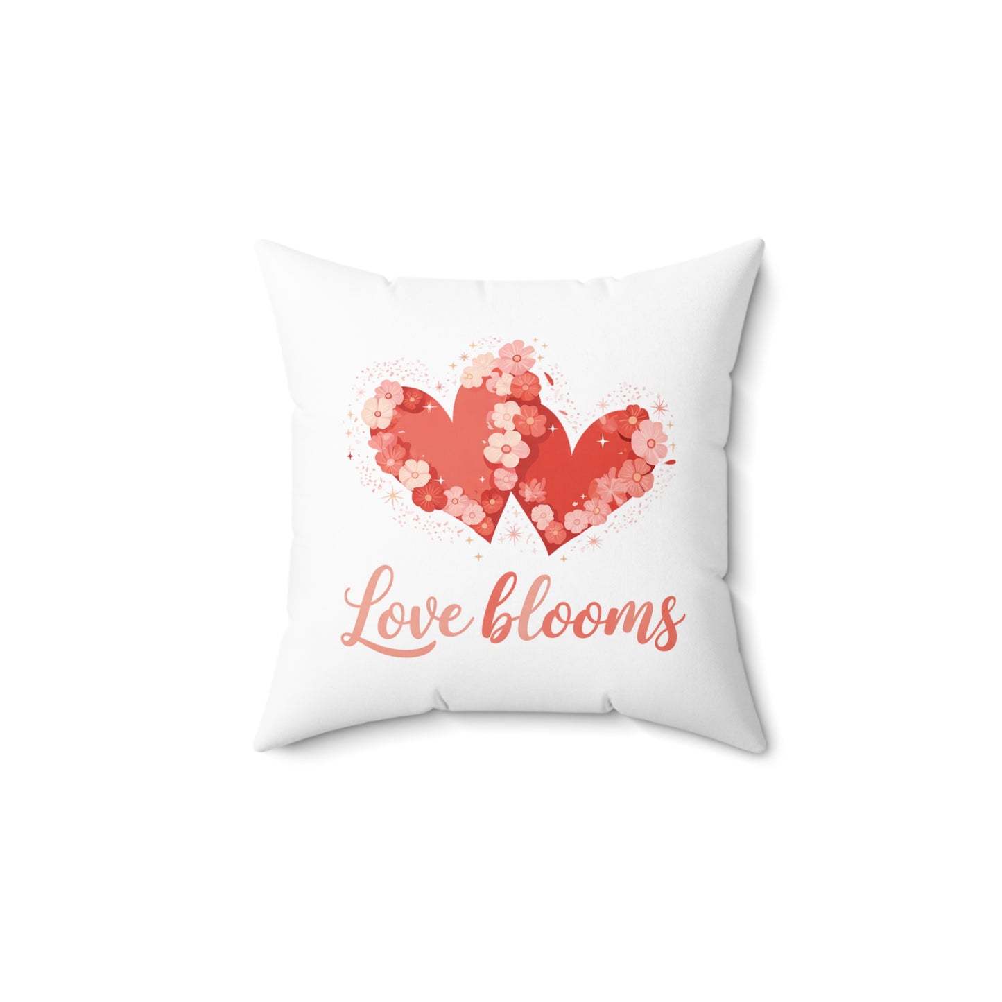 Love Blooms Floral Heart Pillow — Decorative Valentine’s Throw Pillow