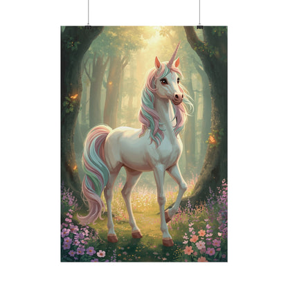Unicorn Forest Poster — Magical Pastel Unicorn Wall Art