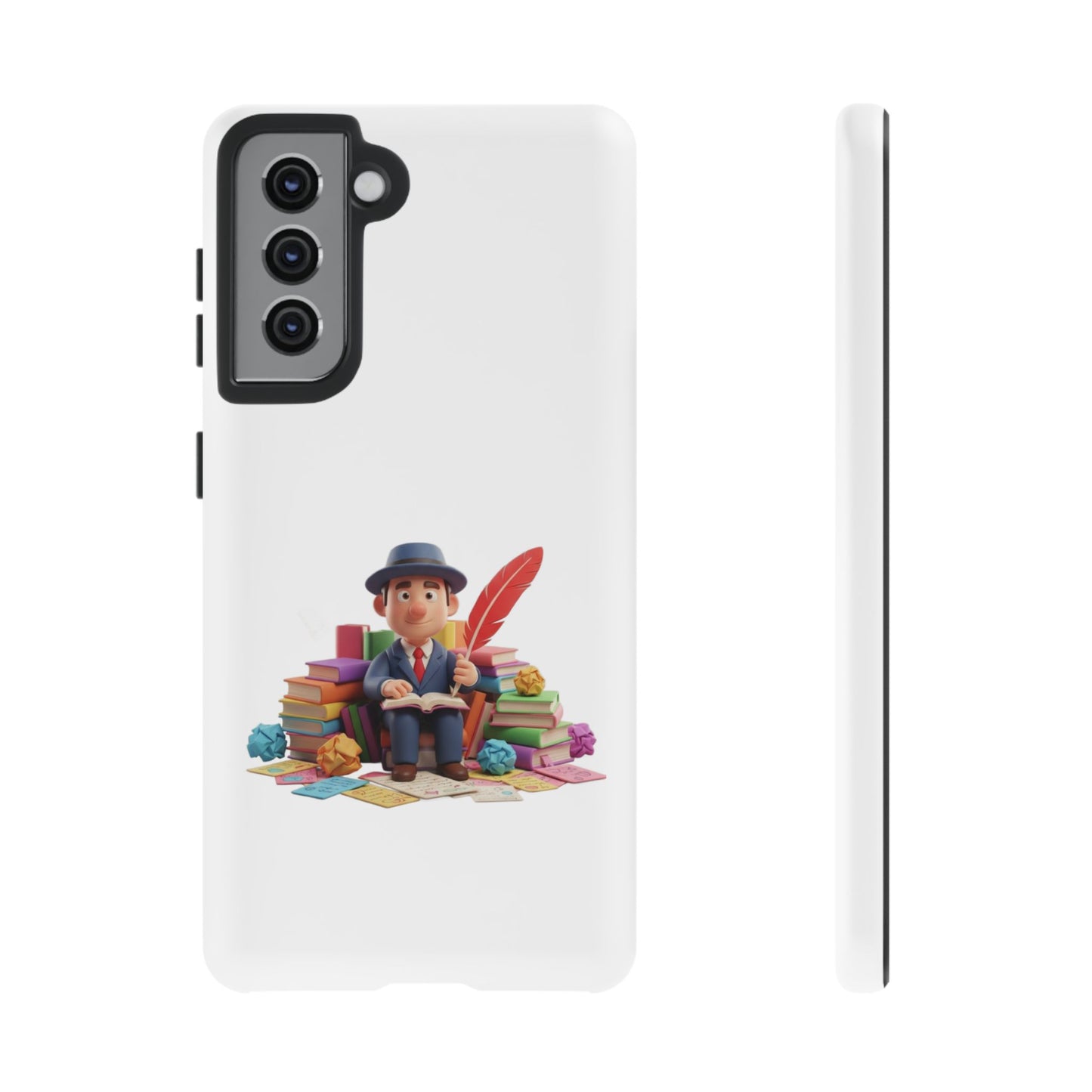 Samsung Bookworm Illustration Phone Case — Cute Scholar with Feather Pen
