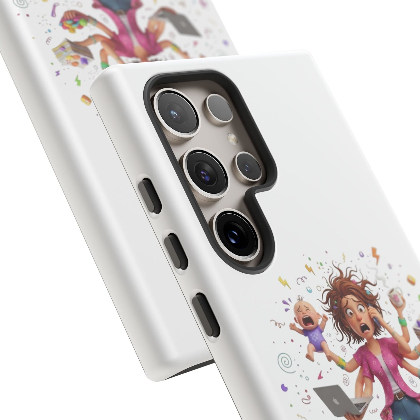 Samsung Mom Life Phone Case — Funny Juggling Mom Illustration Protective Case