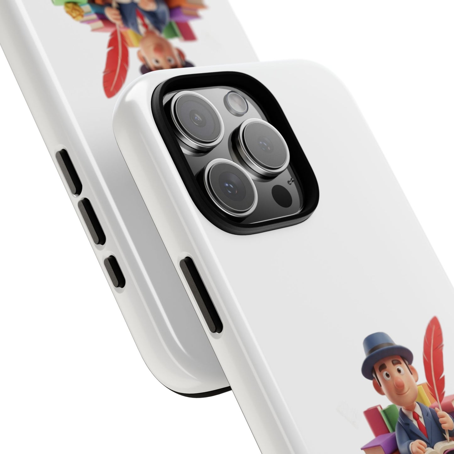 iPhone Phone Case — Cute Writer Sitting on Books with Feather Pen