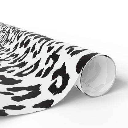 Leopard Print Wrapping Paper Roll — Black & White Animal Pattern Gift Wrap