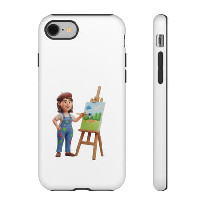 iPhone Artist Painter Phone Case — Cute Female Artist with Easel Protective iPhone Cover