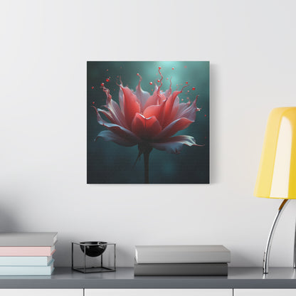 Red Lotus Matte Canvas Wall Art — Stretched 1.25" Floral Print
