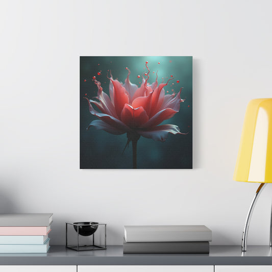 Red Lotus Matte Canvas Wall Art — Stretched 1.25" Floral Print