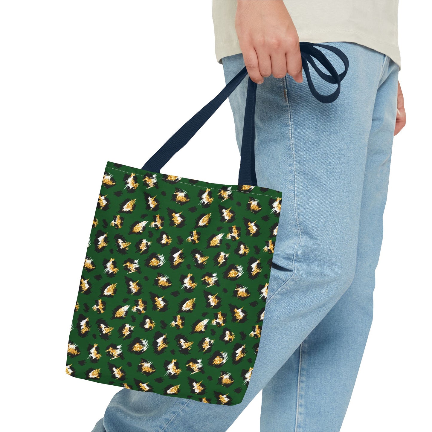 Green Leopard Print Tote Bag – Patterned All-Over-Print Shopper