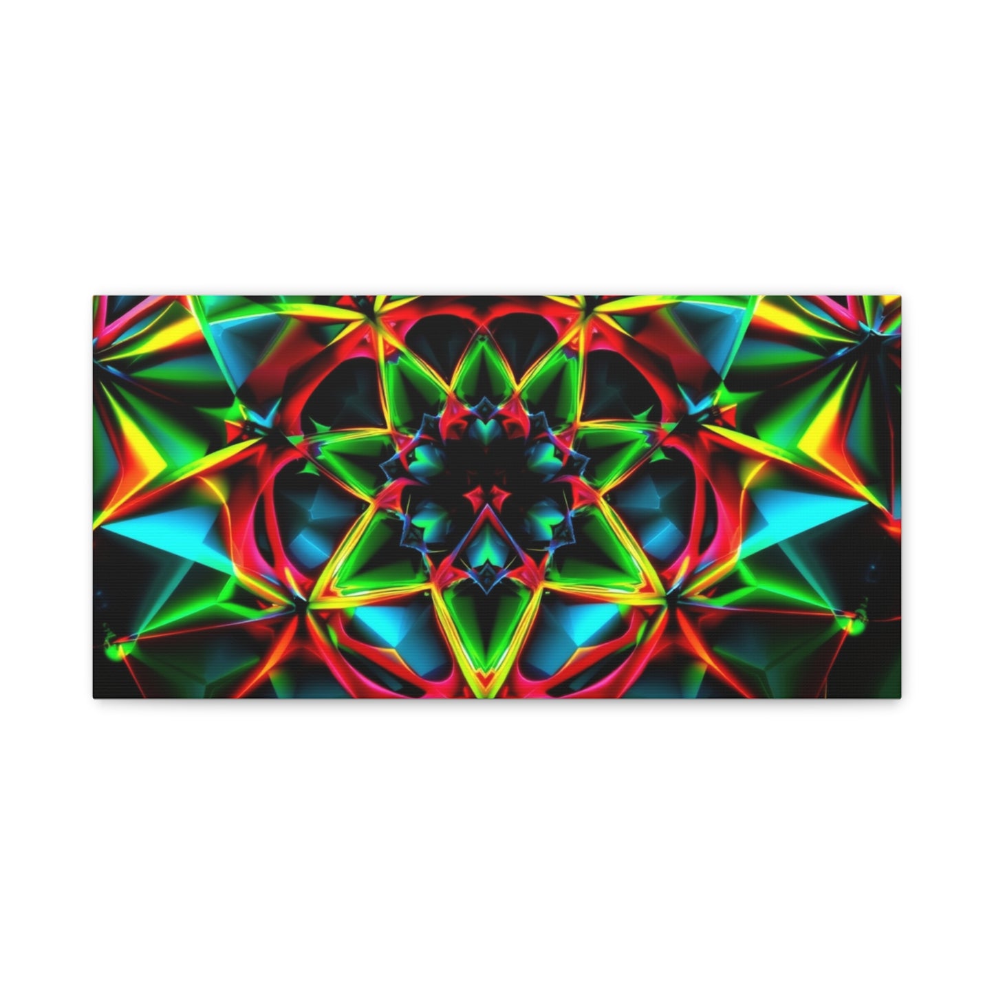 Kaleidoscope Neon Mandala Matte Canvas Wall Art