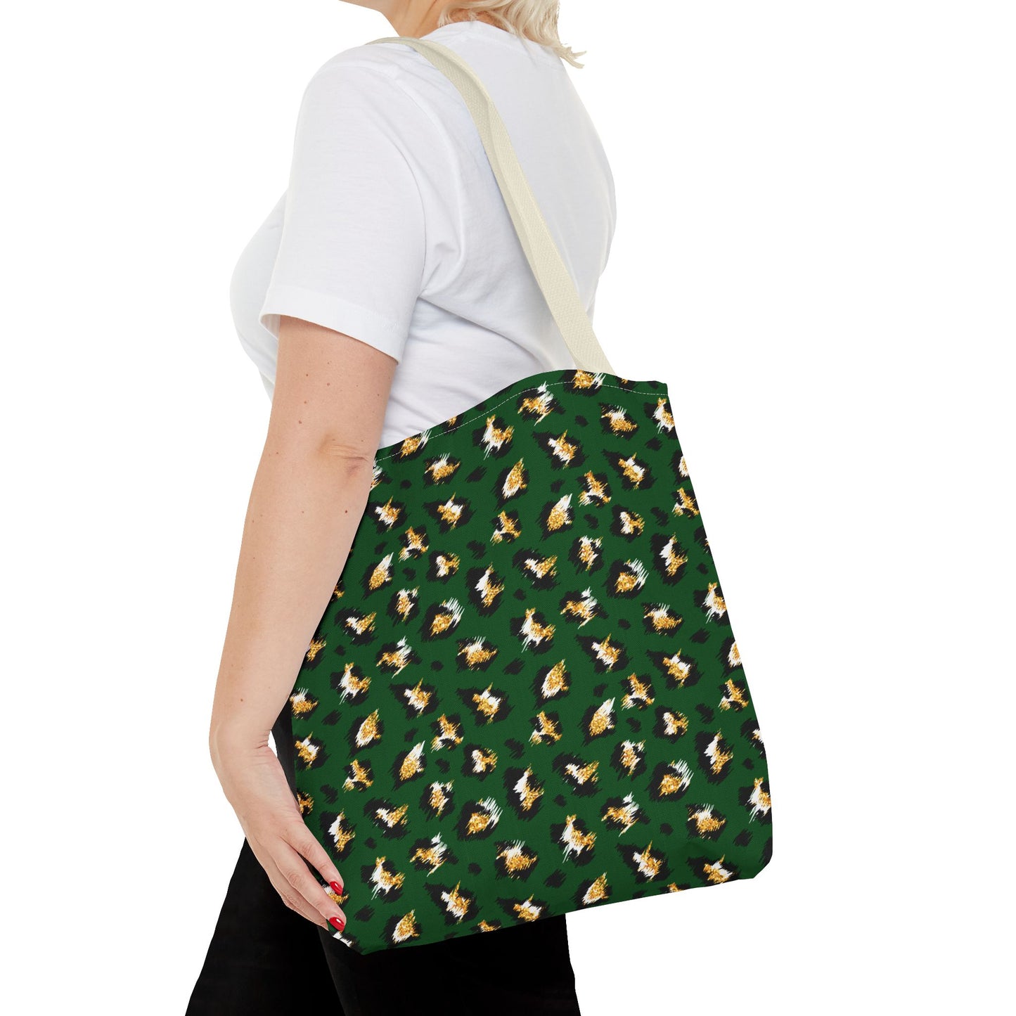 Green Leopard Print Tote Bag – Patterned All-Over-Print Shopper