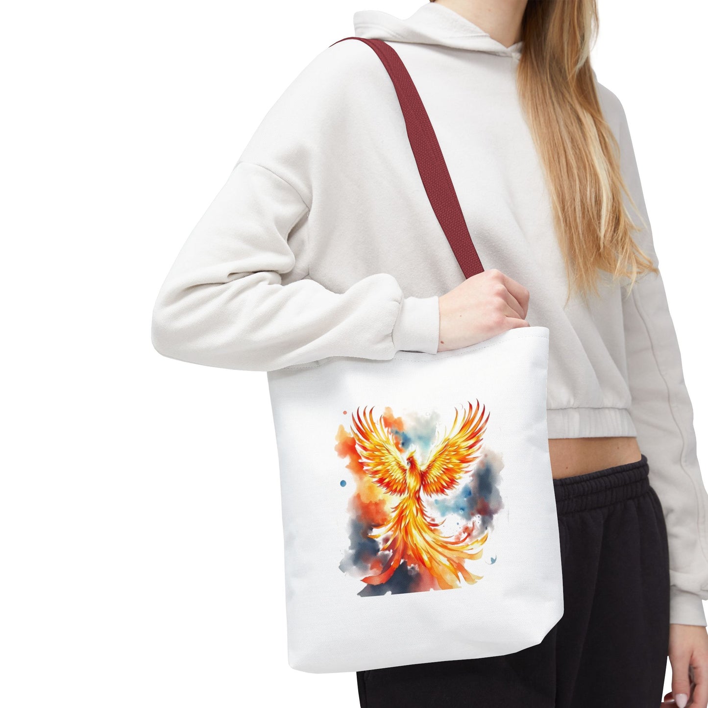 Phoenix Watercolor Tote Bag – Vibrant Rising Bird All-Over Print Tote